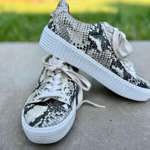 Steve Madden Hanley Sneakers, snakeskin print, size 8.